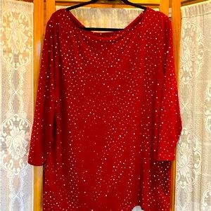 Liquid Knit Drape Neck Tunic with Sparkles
